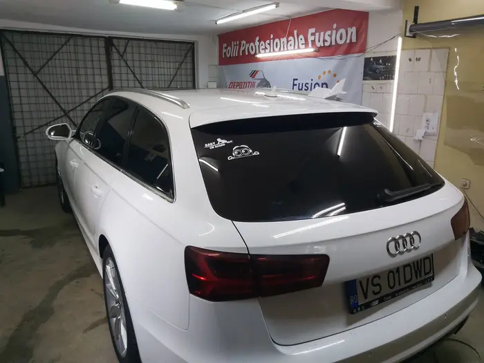 Audi A6 Avant cu folie geamuri montată, atelier Folie Auto Tecuci